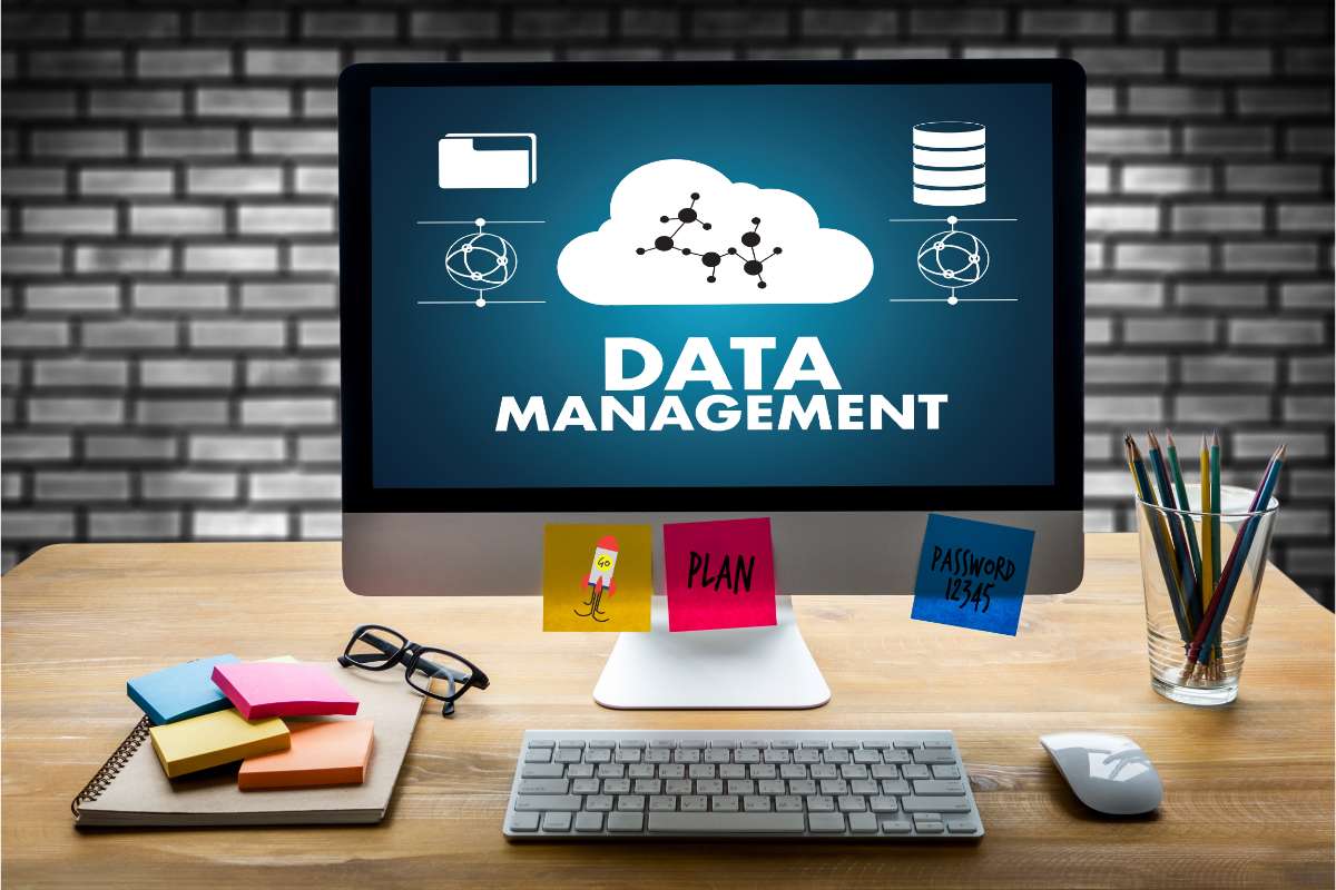 Ordinateur affichant Data Management